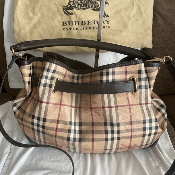 💯 Authentic Burberry Haymarket Medium Check Willenmore Hobo - Great Condition - Picture 8 of 12